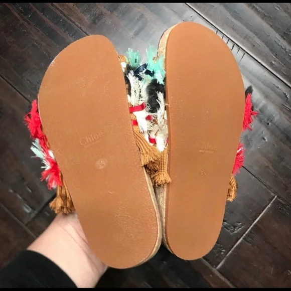 Chloe Kerenn Woven Leather Fringe Sandal Slide - Picture 6 of 11